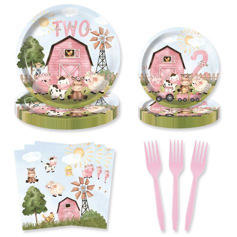 PRICES MAY VARY. 🎈Perfect for farm pink girl two birthday party. 🎁Include:9inch plates *20, 7inch plates *20, napkin *20, fork *20. 🎈EASY-ASSEMBLED:farm pink girl two birthday party plates are very easy to be assembled. 🎁MATERIALS: farm pink girl two birthday party Plates made of high-quality materials. 🎈15 Days MONEY BACK GUARANTEE: We take all the risk out of your purchase by offering a bulletproof 100% money back 15 days guarantee. HEETON 80Pcs Pink Barn Farm Animals Two Birthday Party P Oink Cluck Baa Moo Birthday, 2nd Farm Birthday Party For Girl, 2nd Birthday Cowgirl Theme, Oink Quack Moo Birthday, Farm Animal 2nd Birthday Party Girl, Oink Moo Cockadoodle Two Birthday, Oink Baa Moo Im Two Party Decorations, Farm 2nd Birthday Party Girl, Girly Farm Birthday Party