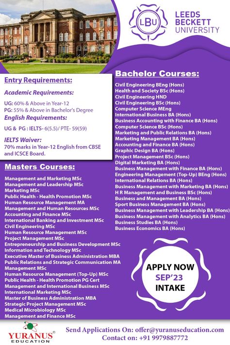 Leeds Beckett University, Uk University, University Courses, Uk Universities, Bachelors Degree, Accounting And Finance, Marketing Manager, Civil Engineering, Public Relations