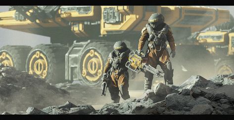 ArtStation - Offworld Mining Operation Space Miner, 3d Coat, Si Fi, Human Settlement, Mining Equipment, Environment Design, Environment Concept Art, Sci Fi Fantasy, Eden