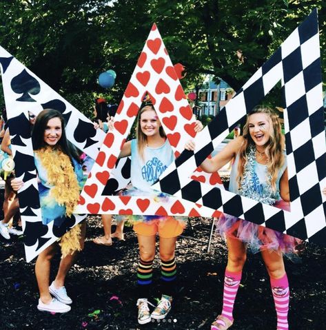 Las Vegas Bid Day Theme, Alice In Wonderland Sorority Theme, Casino Bid Day Theme, Alice In Wonderland Bid Day, Vegas Bid Day, Uga Sorority, Tri Delta Bid Day, Welcome To Wonderland, Rush Themes