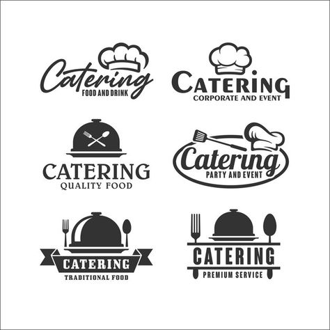 Catering design premium collection logo | Premium Vector #Freepik #vector #food #business #menu #label Logo For Catering Business, Catering Logo Ideas, Logo Design For Food Business, Food Business Logo, Catering Business Logo, Restaurant Logo Design Ideas, Catering Logo Design, Business Ideas Philippines, Menu Logo