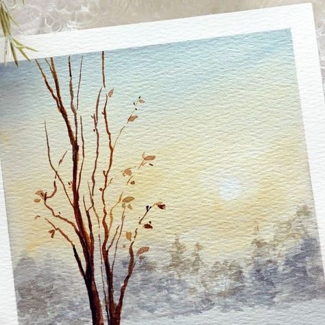 Nianiani on Instagram: "A simple winter scene for me to slowly get back to landscape painting again. . Full Tutorial up on my YouTube channel: Nianiani Downloadable outline is available for purchase in my ko-fi shop, you can find the link in the description box of my yt video Enjoy! . . . #watercolor #watercolour #watercolorpainting #watercolorart #watercolortribe #worldofartists #instaart #watercolor_daily #watercolortutorial #worldwatercolorgroup #worldofart #watercolor_art #watercolor_art #watercolor_gallery #winterscene #watercolorwinterscene #watercolorscenery #winterlandscape" Watercolor Scenery, World Water, Winter Watercolor, Color Grouping, Watercolour Tutorials, Winter Landscape, Winter Scenes, Insta Art, Watercolor Landscape