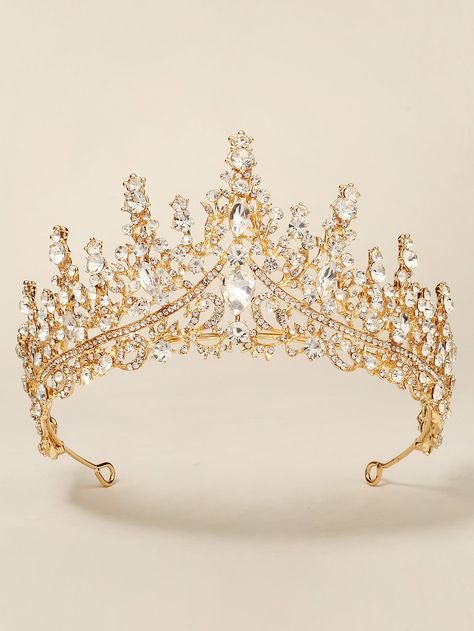 Rhinestone Crown Design bridal HeadbandI discovered amazing products on SHEIN.com, come check them out! Quinceanera Crowns Gold, Sweet 16 Crowns, Quince Crown, Princess Accessories, Quinceanera Crown, Party Tiara, Crown Aesthetic, Wedding Necklace Set, Crystal Bridal Tiaras