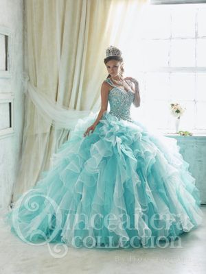 Pastel shades of blue remind us of the sea foam on the beach. A complementary color to this lovely sea foam blue is a blush pink, which make this color scheme perfect for an elegant Tiffany quinceanera themeor an under the sea theme. Under The Sea Quinceanera Theme, Quinceanera Collection, Quinceñera Dresses, Quinceanera Dresses Blue, Pretty Quinceanera Dresses, Blue Ball Gowns, Prom Ball Gown, Quinceanera Dress, Sweet 16 Dresses