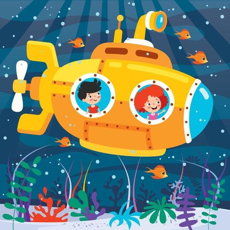 submarino dos desenhos animados no fundo do mar Cartoon Submarine, Sea Cartoon, Scuba Vbs, برج العرب, Under Sea, Frame By Frame Animation, Airbrush Art, The Cartoon, Yellow Submarine