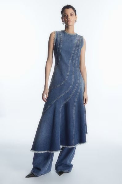 Dresses - COS Strappy Mini Dress, Denim Maxi Dress, Design Wardrobe, Denim Midi Dress, Denim Trends, Fashion Victim, Pleated Maxi Dress, Blue Midi Dress, Asymmetric Hem