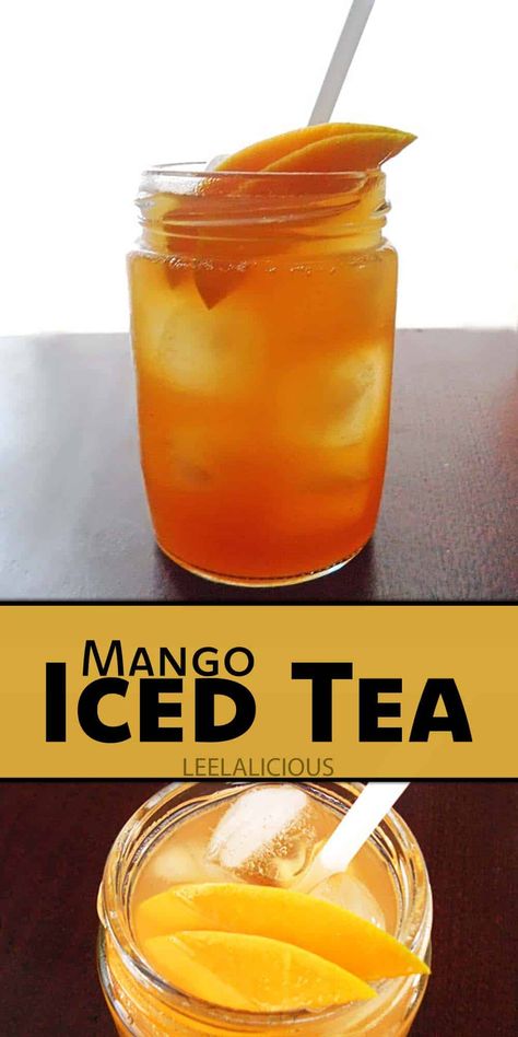 Mango Iced Tea » LeelaLicious Granola Muffins, Mango Iced Tea, Making Iced Tea, Pictures For Home, English Breakfast Tea, Summer Tea, Mango Puree, Tropical Twist, Gluten Free Eating