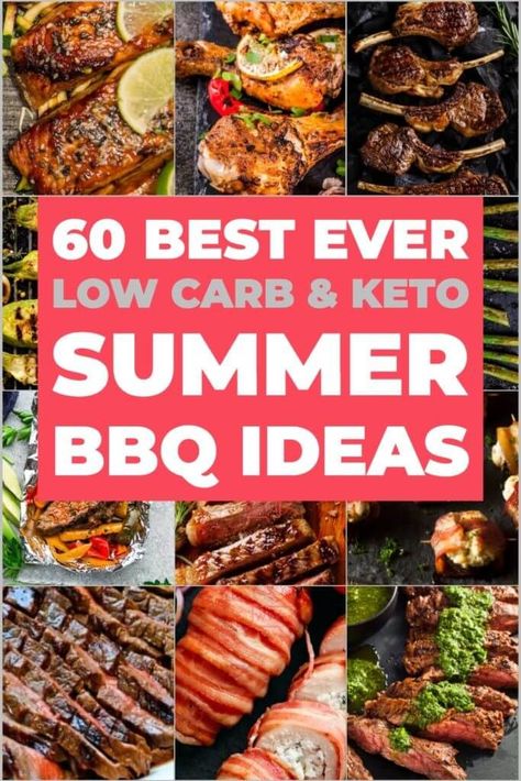 60 Best Keto Grilling Recipes! If you’re following a low carb, ketogenic diet you need these keto BBQ recipes for summer! All of the best chicken, pork, beef, steak, shrimp, salmon, fish & veggies for the grill! My favorite grilling recipes for summer - low carb, sugar-free & keto-approved for weight loss! Don’t miss these easy keto recipes that’ll make you want to fire up the grill ASAP! #keto #ketorecipes #lowcarb #grill #grilling #summer #ketogrill #onthegrill Keto Bbq, Summer Bbq Recipes, Bbq Side Dishes, Recipes For Summer, Bbq Ideas, Fried Chicken Breast, Summer Grilling Recipes, Summer Recipes Dinner, Keto Foods