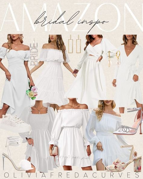 Bachelorette Bride Outfit, Dinner Dress Ideas, White Bachelorette, Rehearsal Dinner Dress, Midsize Fashion, Midsize Style, Rehearsal Dinner Dresses, Heel Accessories, Bridal Inspo