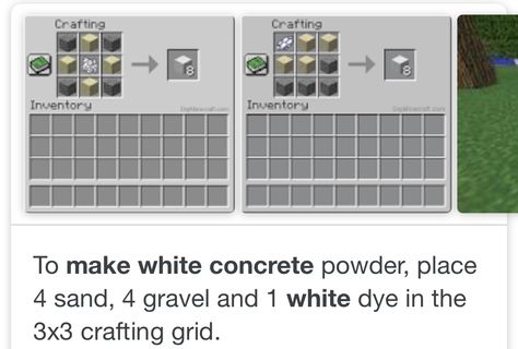 How To Make Concrete In Minecraft, How To Make Concrete Minecraft, Minecraft White Blocks, Minecraft Concrete Recipe, Minecraft W, Minecraft Food, Minecraft Village, Minecraft Idea, Goofy Things