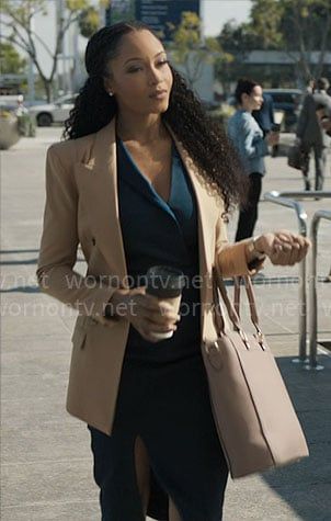 Andrea’s+blue+dress+and+camel+blazer+on+The+Lincoln+Lawyer.++Outfit+Details:+https://wornontv.net/469986/ Andrea Freeman Lincoln Lawyer, Yaya Dacosta Lincoln Lawyer, Yaya Dacosta, Ted Baker Jacket, Lincoln Lawyer, Camel Blazer, Lawyer Outfit, Olivia Pope, Baby Dress Design