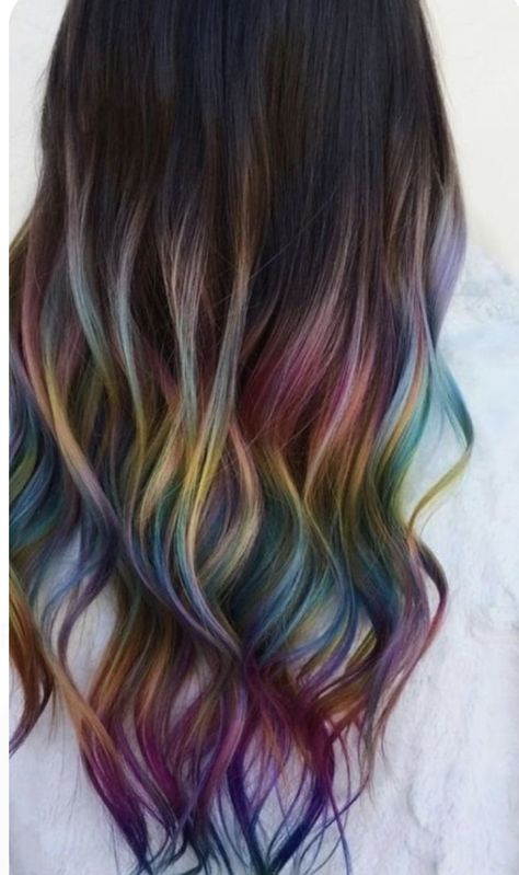 Bright Colored Peekaboo Highlights, Hair Color For Professional Women, Jewel Tone Rainbow Hair, Short Hair Rainbow Color, Peekaboo Rainbow Hair, Peekaboo Hair Color Ideas, Peekaboo Hair Color, Short Rainbow Hair, Peekaboo Hair Colors