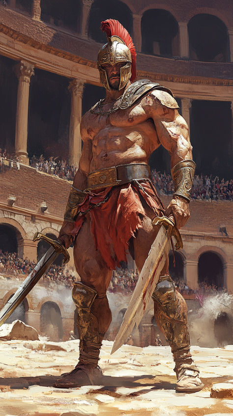 Roman Armor Art, Gladiator Character Design, Sparta Warrior, Roman Gladiators, Warriors Pictures, Roman Armor, Warrior Concept Art, Warrior Pose, Greece Art