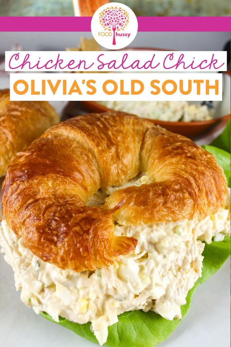 Chicken Salad Chick Olivia's Old South is my FAVORITE of all their chicken salads! Packed with chicken breast, hard boiled eggs and sweet pickles! It's a perfect combination of egg salad and chicken salad! Chicken Salad Chick Olivia Old South, Chicken Salad Chick Recipe, Salad And Chicken, Chicken Egg Salad, Chicken Salad Chick, Best Chicken Salad Recipe, Chicken Salad Sandwich Recipe, Chicken Salads, Chicke Recipes