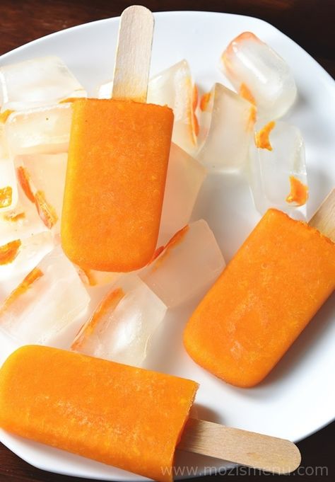 Vegan Desert Recipes, Popcicles Recipes, Keema Samosa, Orange Popsicles, Coconut Popsicles, Orange Ice Cream, Fruity Treats, Ice Cream Pops, Mango Recipes