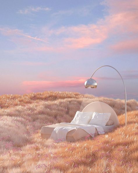 ~ Nicole Wu • 3D Designer (@nicolemadethat) • Instagram photos and videos Garden Art Illustration, Blender 3d Illustration, Whimsical Bed, Japanese Garden Art, Dreamscape Architecture, Dreamy Bed, Sky Home, Dream Diary, Public Space Design