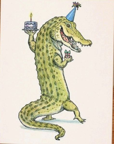 Alligator Birthday, Crocodile Illustration, Crocodile Cartoon, Alligators Art, Birthday Card Drawing, Ocean City Nj, Animal Portraits Art, Creative Drawing Prompts, Art Collage Wall