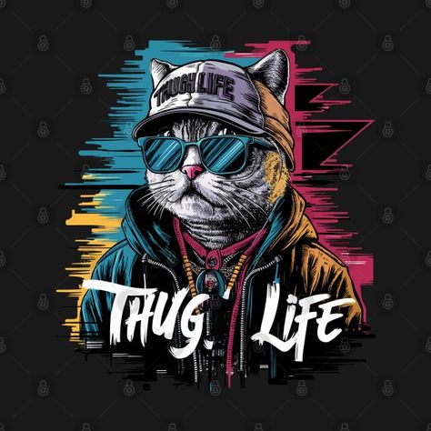 Check out this awesome 'Urban+Style+Cool+Cat+Thug+Life+Design' design on @TeePublic! Thug Life Logo Design, Cat Thug Life, Thug Life Cat, Life Logo, Music Humor, Funny Movies, Pride Tshirts, Thug Life, Kids Stickers