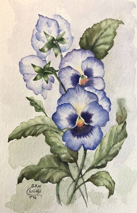 Violets Flower, Watercolor Pansies, Dancing Flowers, Watercolor Pencil Art, Pouch Design, Watercolor Paintings For Beginners, Watercolor Pencil, Flower Art Drawing, Diy Watercolor Painting