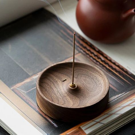 Wood Round Incense Burner Incense Sticks Holder Tabletop Centerpiece Incense Tray for Teahouse Bedroom Spa Meditation Decor - AliExpress Insent Burner, Incense Bowl, Incense Tray, Meditation Decor, Incense Sticks Holder, Wood Rounds, Pottery Ideas, Incense Sticks, Tea House