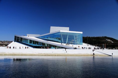 ** Oslo Opera House, Norway.  Looks like an iceberg.  Rooftop used for outdoor concert venue.  So interesting! Norwegian Architecture, Oslo Opera House, House Location, Beautiful Norway, Interesting Architecture, Cruise Europe, Glass Building, Visit Norway, Oslo Norway