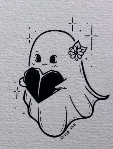 Love Ghost Drawing, Cute Ghost Drawings Aesthetic, Funny Ghost Drawing, Spooky Sketches Easy, Ghost With Book Tattoo, Ghost Couple Tattoo, Gost Drawings Halloween, Ghost Doodle Art, Skeleton Drawing Simple