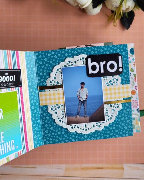 How can your birthday be not sweetest with this handmade gift brother? 🎀🤭 . . Cute mini scrapbook for her brother's birthday 🎂 🥳 . . Dm to place your orders for this kind of adorable scrapbook 🌻 . . Checkout my page for various gifting options for your loved ones 😍 Brother Sister Scrapbook Ideas, Boyfriend Anniversary, Birthday Scrapbook, Brother Birthday, Mini Scrapbook, Gift For Brother, Boyfriend Anniversary Gifts, Gifts For Brother, Her Brother