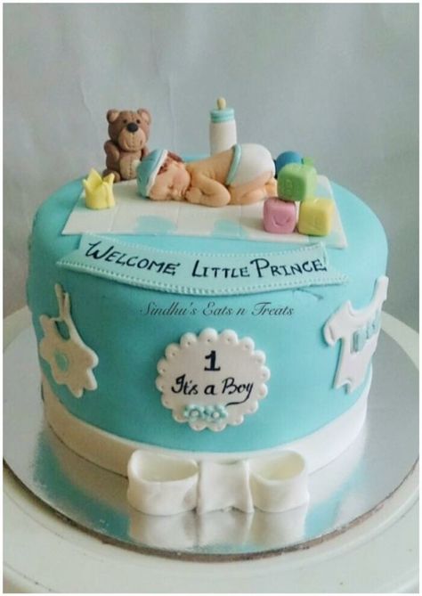 Welcome cake for a baby boy Welcome Cake For Baby Boy, One Month Cake Baby Boy, Welcome Cake Design, It’s A Boy Cake, Baby Boy Cake Design, Welcome Baby Boy Cake Ideas, Cake Designs For Baby Boy, Cake For Newborn Baby Boy, Baby Boy Welcome Cake