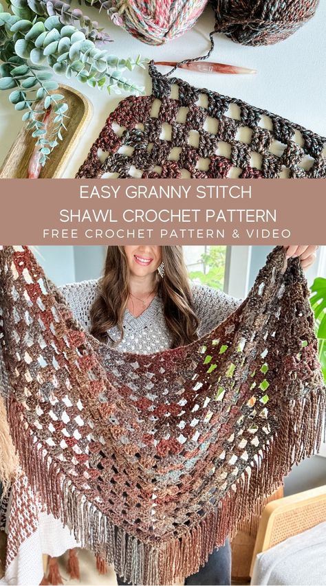 Cozy Shawl Crochet Pattern, Granny Stitch Shawl Free Pattern, Bulky Yarn Shawl Crochet, Quick Shawl Crochet Pattern, Crochet Granny Shawl Pattern Free, Crochet Boho Shawl, Crochet Granny Square Shawl Pattern Free, Crochet Shawl Pattern Free Bulky Yarn, Granny Square Shawl Pattern Free