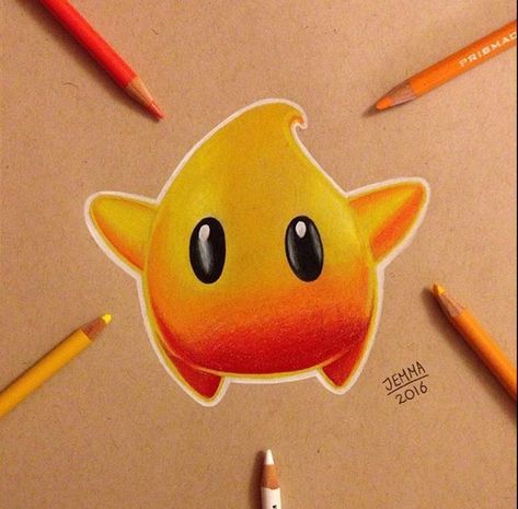 Pencil Color Drawings Easy, Mario Star Painting, Anime Colour Pencil Drawing Easy, Colored Pencil Ideas Easy, Prismacolor Drawing Ideas Easy, Mario Star Drawing, Easy Prismacolor Drawings, Colored Pencil Artwork Ideas Easy, Color Pencil Art Drawings Easy