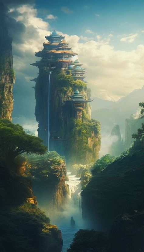 Mine Architecture, Chinese Landscape, Fantasy Forest, Fantasy City, Futuristic Art, Fantasy Setting, Fantasy Places, Fantasy Map, Cool Wallpapers Art