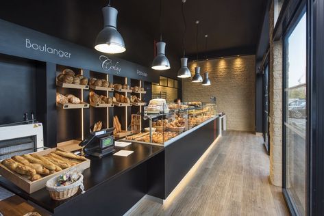 Agencement Boulangerie Pâtisserie Corlay - Bruz (35) Bakery Shop Interior, Modern Bakery, Patisserie Design, Bakery Shop Design, Bakery Store, Bakery Interior, Bakery Design Interior, Shop House Ideas, Bakery Design