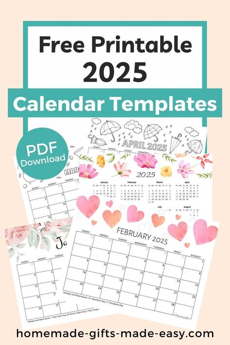 Plan ahead with our 2025 printable calendars! Featuring holidays and beautiful designs, these free printables are perfect for teachers, parents, and crafters. Download your favorite calendar and stay organized in the new year. Teacher Calendar Printables Free, Seasonal Calendar Design, How To Bind A Calendar Diy, Free Printables Calendar 2023, 2025 Cute Calendar Printable Free, 2025 Calendar Printable, 2025 Printable Calendar, 2025 Free Printable Calendar, Design Calendar Ideas