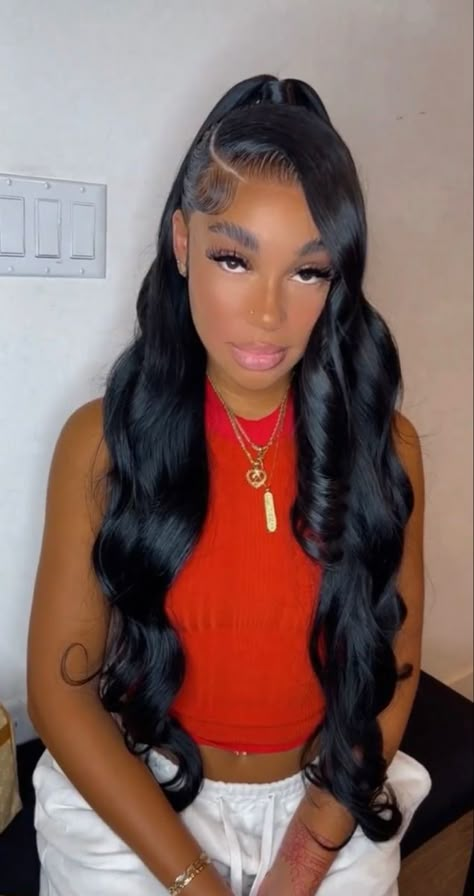 Jayda Wayda Wig Hairstyles, First Day Of School Hairstyles Wig, Long Wig Hairstyles, Hollywood Curls Wig, Wig With Bow Hairstyle, Y2k Hairstyles Lace Wig, Straightening Natural Hair, Glamour Hair, Long Curly Wig