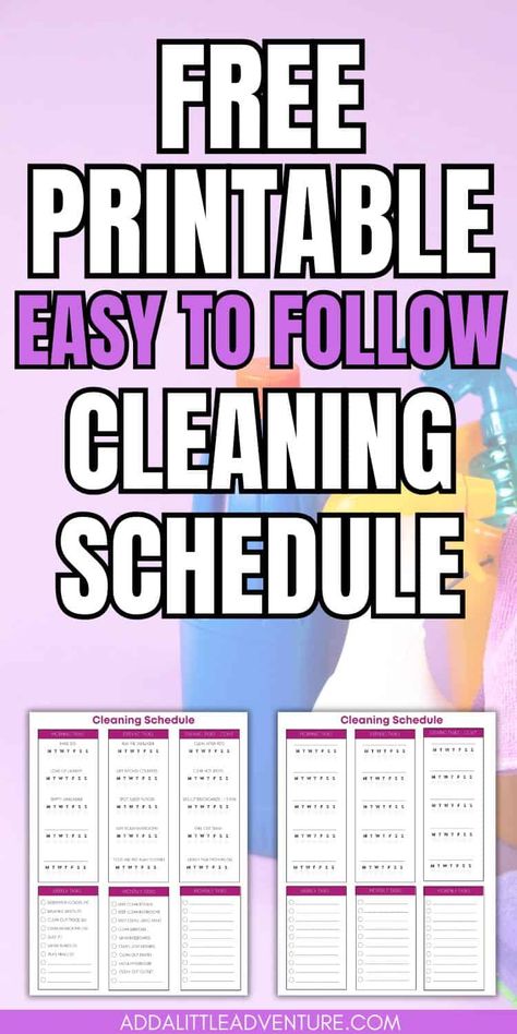 Simple, Fast Cleaning Schedule for Working Moms - With Free Printable Cleaning Schedule Printable Templates, Printable Cleaning Schedule Free, Free Printable Cleaning Schedule House, Weekly Cleaning Schedule Printable Editable Free, Fly Lady Cleaning Schedule Printable, Daily Cleaning Schedule Printable Free, Diy Cleaning Schedule, Printable Chore List For Adults, Easy Cleaning Schedule Working Moms