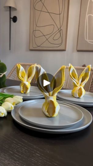 Jonathan Roy, Easter Napkin Folding, Bunny Napkin Fold, Fancy Napkin Folding, Easter Napkins, Bunny Napkins, Easter Table Settings, Easter Tablescapes, Napkin Design