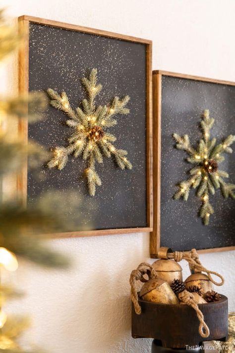 The Navage Patch, Navage Patch, Snowflake Wall, Upcycled Christmas, Crafts Simple, Wall Art Tutorial, Christmas Fairy Lights, Craft Easy, Christmas Tree Decorations Diy