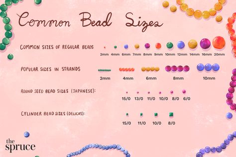 You can use practical tips, like using reference charts, making a bead sizer, and comparing them to common items, in order to estimate bead sizes. Bead Size Chart, Beaded Christmas Decorations, Sugar Beads, Crystal Wedding Dress, Household Objects, Jewelry Knowledge, Bracelet Size Chart, Friendship Bracelets With Beads, Bead Sizes