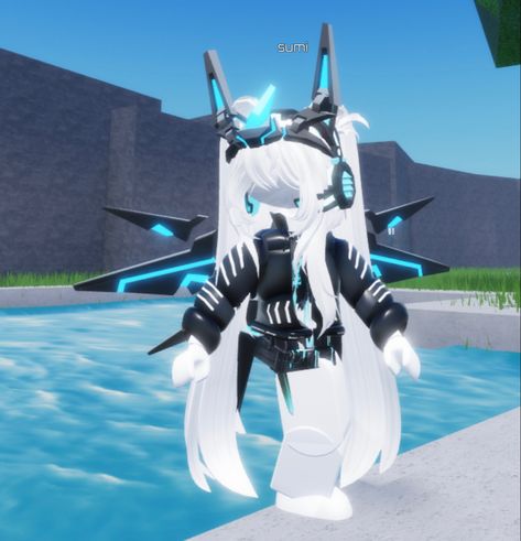 Sci Fi Roblox Avatar, Futuristic Roblox Avatar, Cyberpunk Roblox Avatar, Roblox Cosplay Avatar, Blue Roblox Avatar, Poses Art Reference, Sci Fi Outfit, Poses Art, Sci Fi Girl