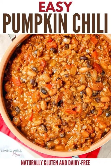 Chili Easy, Pumpkin Recipes Dinner, Turkey Pumpkin Chili, Pumpkin Chili Recipe, Pumpkin Recipes Easy, Pumpkin Chili, Slow Cooker Pumpkin, Fall Food, Chili Recipe