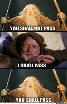 Star Wars Meme, You Shall Not Pass, Star Wars Character, Star Wars Books, Star Wars Jokes, Monty Python, 웃긴 사진, Memes Humor, Gandalf