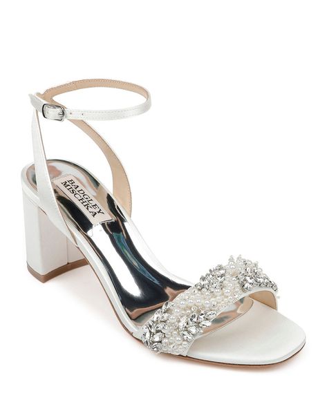 Jewel Badgley Mischka, White Sandals Heels, Badgley Mischka Shoes, Evening Sandals, Strap Sandals Women, Embellished Sandals, Heeled Sandal, Evening Shoes, Block Heels Sandal