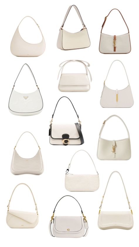 White shoulder bags, trendy shoulder bags, white purses, minimal shoulder bags #shoulderbag #whitepurse #minimalbags #coachbag #jwpei #YSLbag #saintlaurentbag #byfarbag #coachtabby #coachlegacy #minibags #demellierbag #charlesandkeithbag #pradabag #guessbag #pradacleo #fashioninspo #bagideas #crocodilebag #leatherbag #canvasbag Coach Legacy Small Pebbled Leather Shoulder Bag, JW PEI shoulder bag, YSL Saint Laurent Le 5 à 7 leather canvas shoulder bag, By Far Rachel crocodille-effect shoulder bag, Coach Tabby 26 shoulder bag, DeMellier The Tokyo shoulder bag, Charles & Keith Leather Bow Top-Handle Bag, Prada Off-White Floral Cleo Bag, Guess Rembert mini shoulder bag Charles Keith Bags, Cleo Bag, Coach Tabby 26, Charles And Keith Bags, Classy Bags, Minimal Bags, Bag Ysl, Trendy Shoulder Bags, Coach Tabby