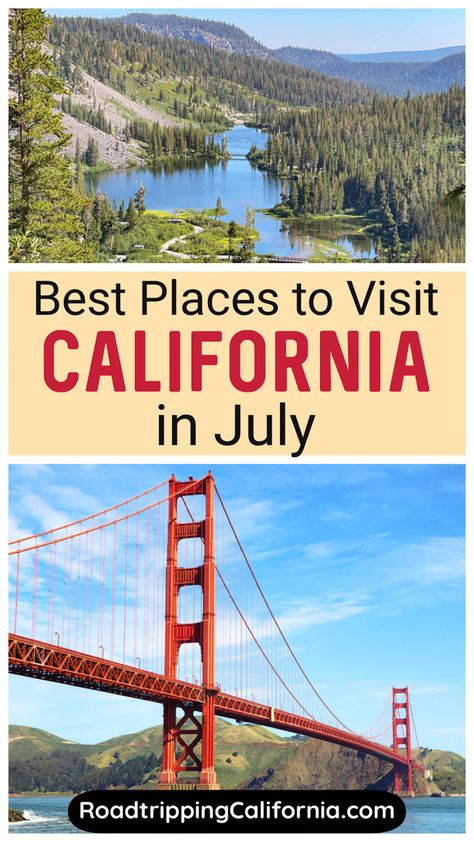 Discover the best places to visit in California in July, from Lake Tahoe and Big Bear Lake to Lassen Volcanic National Park and Monterey. Places To Visit In California, Best Summer Vacations, June Lake, Lassen Volcanic, Lakes In California, Summer Vacation Spots, Beautiful California, Lassen Volcanic National Park, Mammoth Lakes