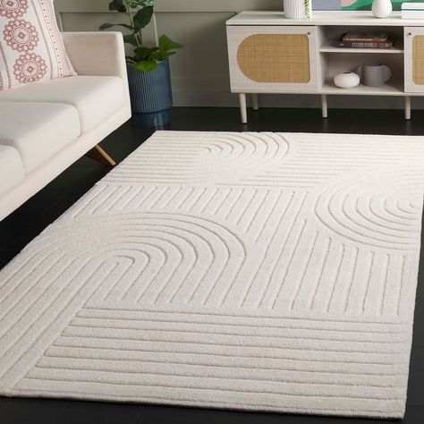 SAFAVIEH Hand-Tufted Mykonos Paquita Wool Rug - Bed Bath & Beyond - 40183072 White Living Room Rug Ideas, Living Room White Rug, Modern Tufted Rug, Neutral Textured Rug, Modern Living Room Rug Ideas, Cream Rug Living Room, Plush Rug Living Room, Modern Rugs In Living Room, Rug Modern Living Room