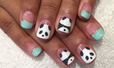 Cute Panda Nail Art, Panda Nails Designs, Elephant Nail Designs, Panda Nail Art Design, Zoo Nails, Kids Nail Art Designs, Teddy Bear Nail Art, Elephant Nail Art, Nail Steps