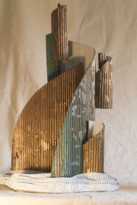 Abstract Paper Models, Conceptual Model Abstract, Cardboard Abstract Art, Corrugated Cardboard Art Ideas, Cube Sculpture Design, Cardboard 3d Sculpture, Abstract Models Architecture, Architectural Sculpture Design, Architecture Sculpture Model