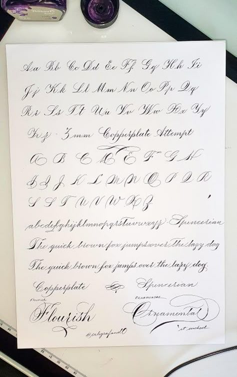 Copperplate Calligraphy Practice Sheets, Fake Calligraphy Alphabet, Copperplate Calligraphy Alphabet, Cursive Calligraphy Alphabet, Spencerian Calligraphy, Calligraphy Practice Sheets Free, Spencerian Penmanship, Calligraphy Alphabet Tutorial, Fancy Fonts Alphabet