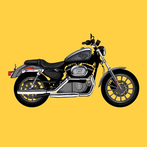 Illustration of a Harley Davidson Iron 883 Harley Davidson Illustration, Harley Davidson Iron 883, Iron 883, Graphic Designer, Harley Davidson, Screen Printing, San Francisco, Illustrator, Screen