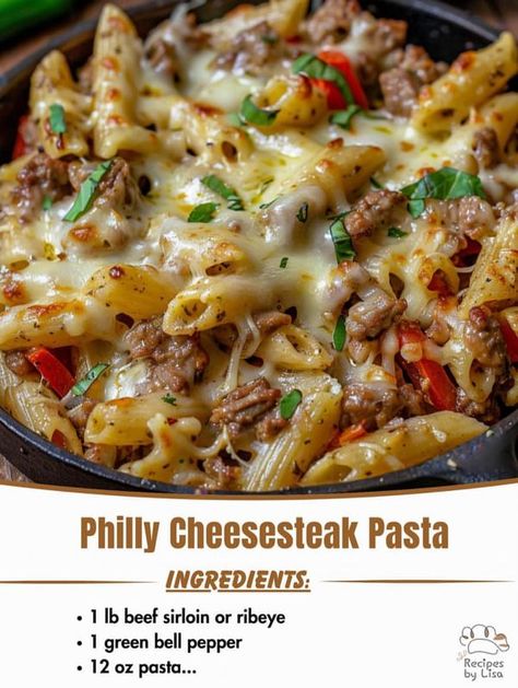 Tia Mowry🥣🍝 | Philly Cheesesteak Pasta 🍝🥩🧀✨ | Facebook Philly Cheesesteak Pasta, Cheesesteak Pasta, Beef Pasta Recipes, Steak Pasta, Dinner Pasta, Cookbook Holder, Baked Pasta Recipes, Recipes Beef, Pasta Ingredients